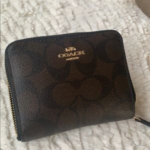COACH Leather Small Zip Around Wallet